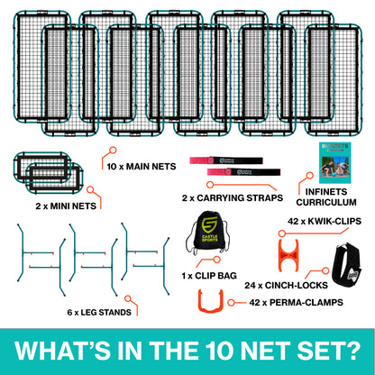 All the items included in a 10 Net Infinets Set