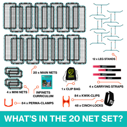 All the items included in a 20 Net Infinets Set